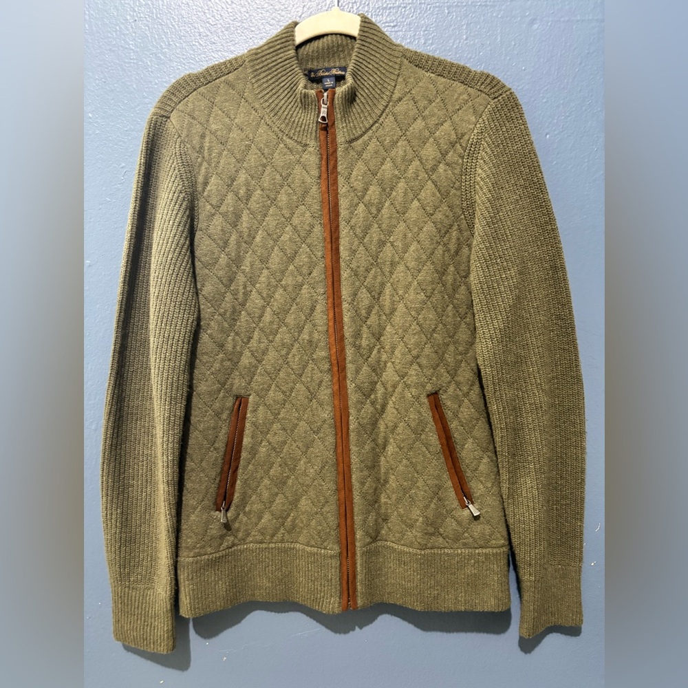 Brooks Brothers Olive Zip-Up Sweater